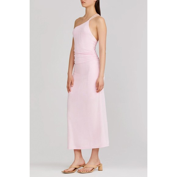 Significant Other Bella One Shoulder Midi Dress 10 Pink Stretch Slip Fitted New - Picture 2 of 5